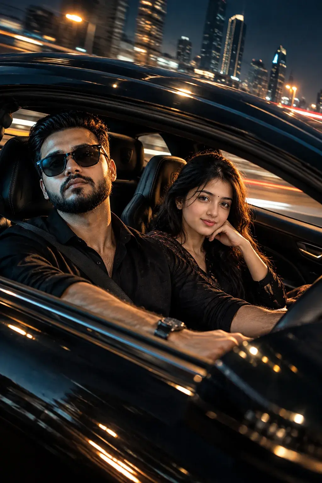 Luxury Sports Car Night Drive — Cinematic Couple