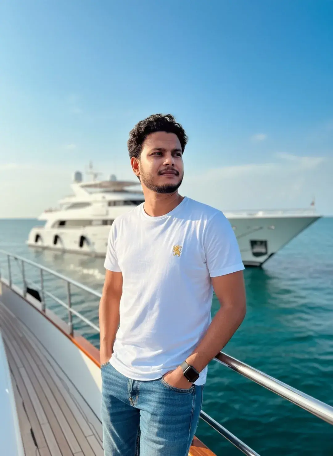 Luxury Yacht Portrait – Young Man On Deck