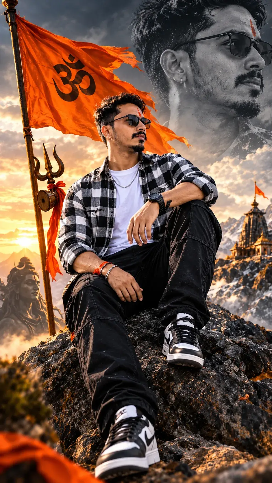 🔱 Mahadev Vibes – Saffron Warrior Cinematic Portrait