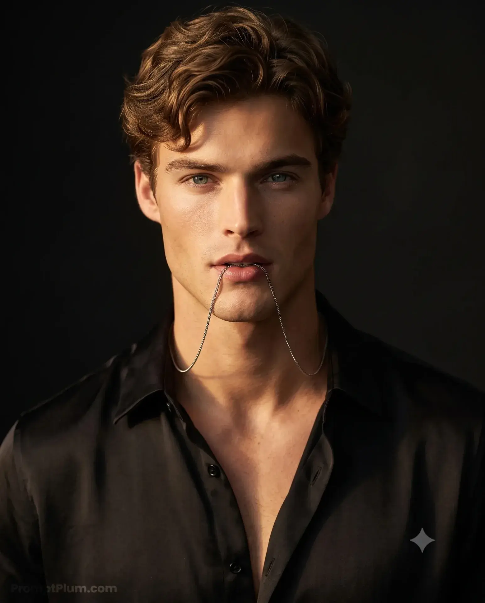 Male Model With Chain Necklace Photo.