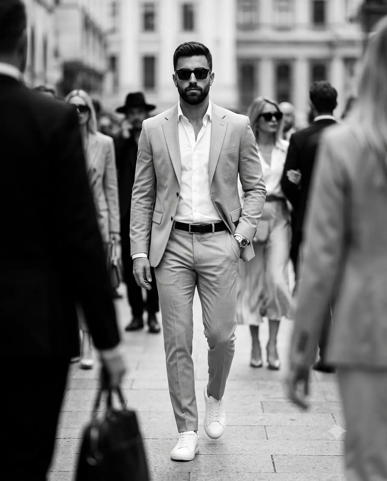 Man Crowd Walking Street Photography Portrait
