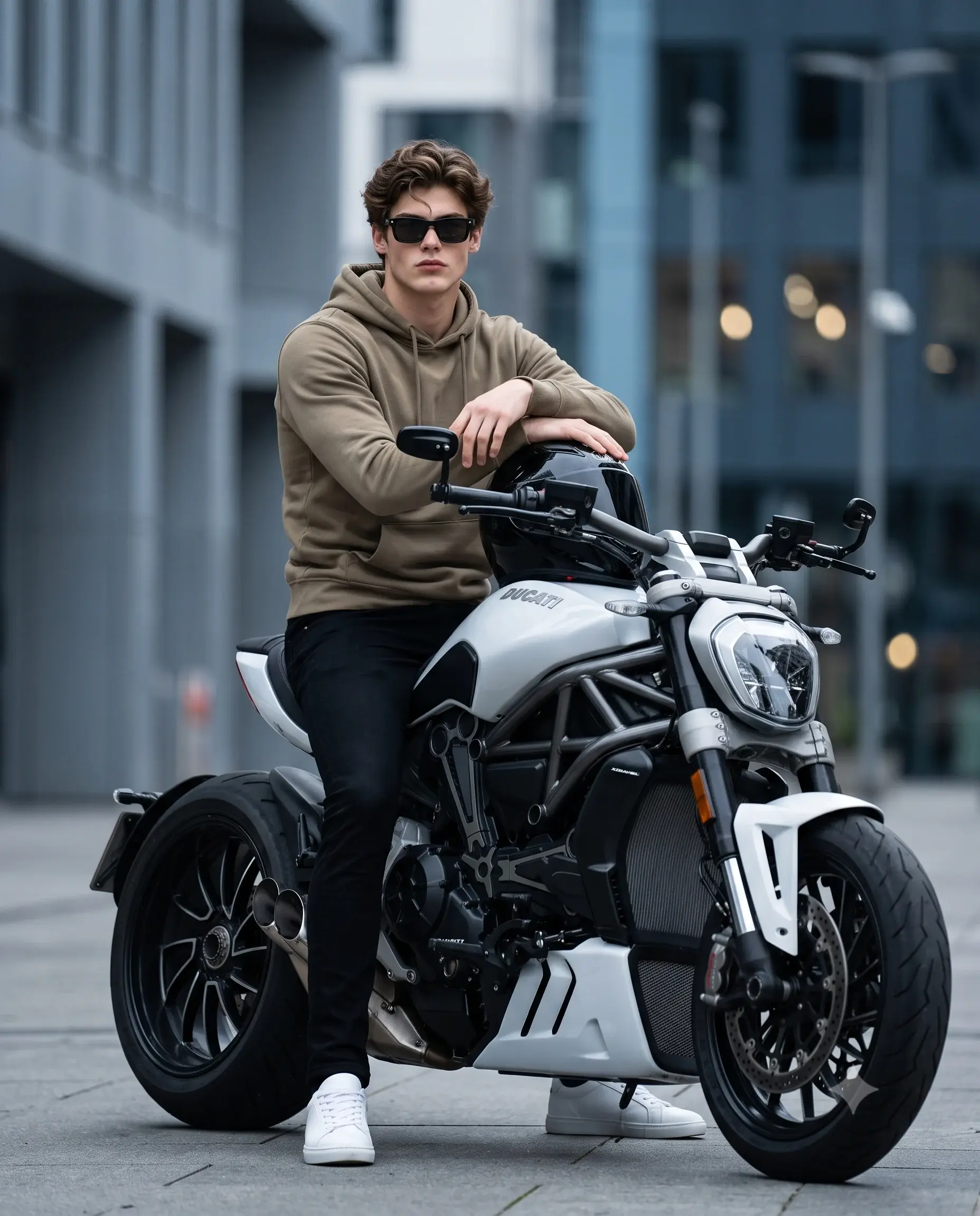 Man Sits On Motorcycle