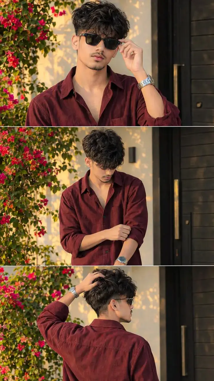 Maroon Shirt Boy Aesthetic Photo Collage 🤎📸🌹