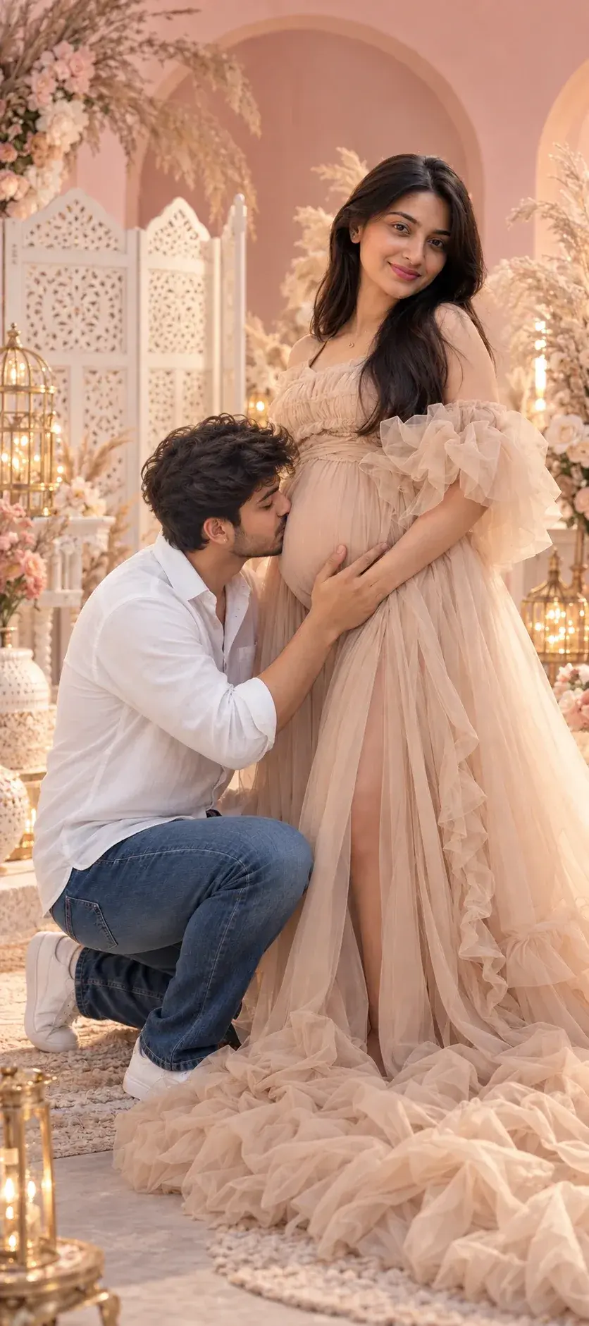 Maternity Photoshoot AI Photo Prompt For Couple