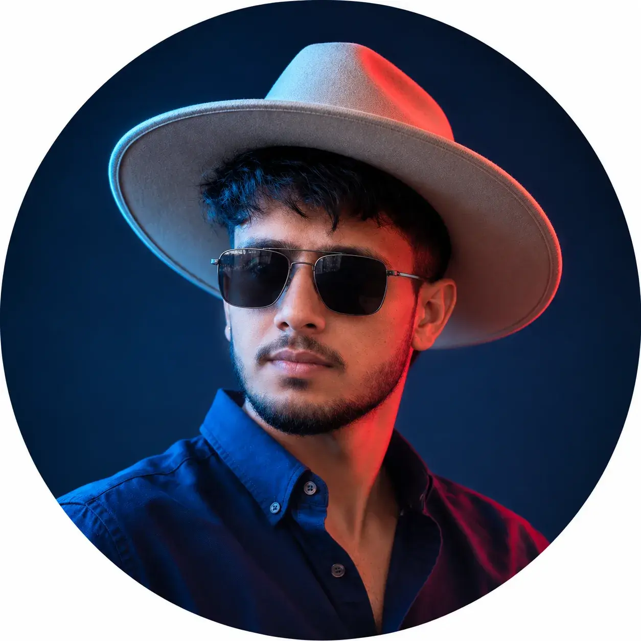 🤠 Midnight Cowboy — Cinematic Blue & Red Portrait