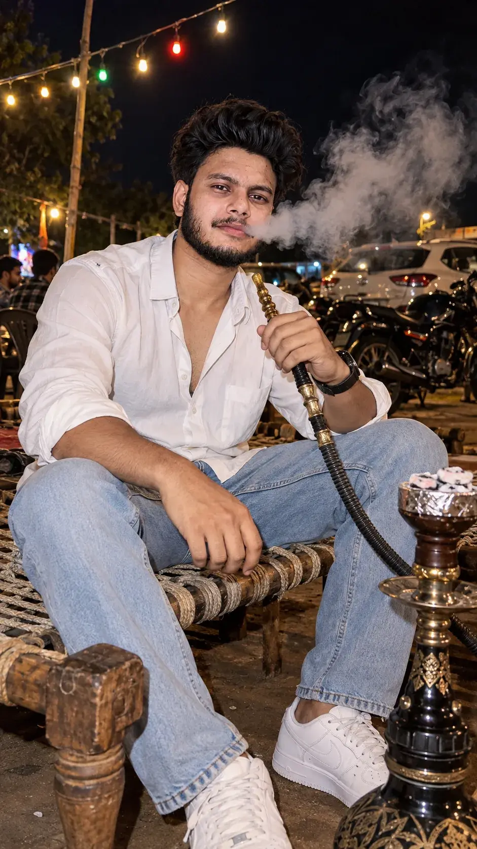 Midnight Hookah Vibes — Cinematic Night Portrait
