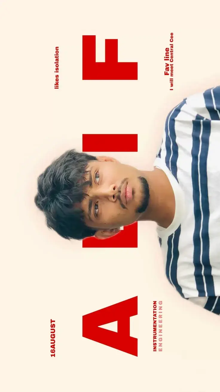 Minimalist Red Typography Portrait Poster | Aesthetic Boy Photography Prompt
