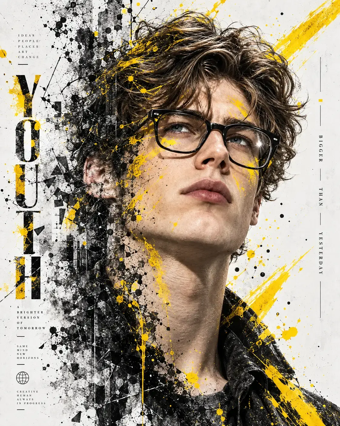Mixed Media Ink Dispersion Poster AI Prompt