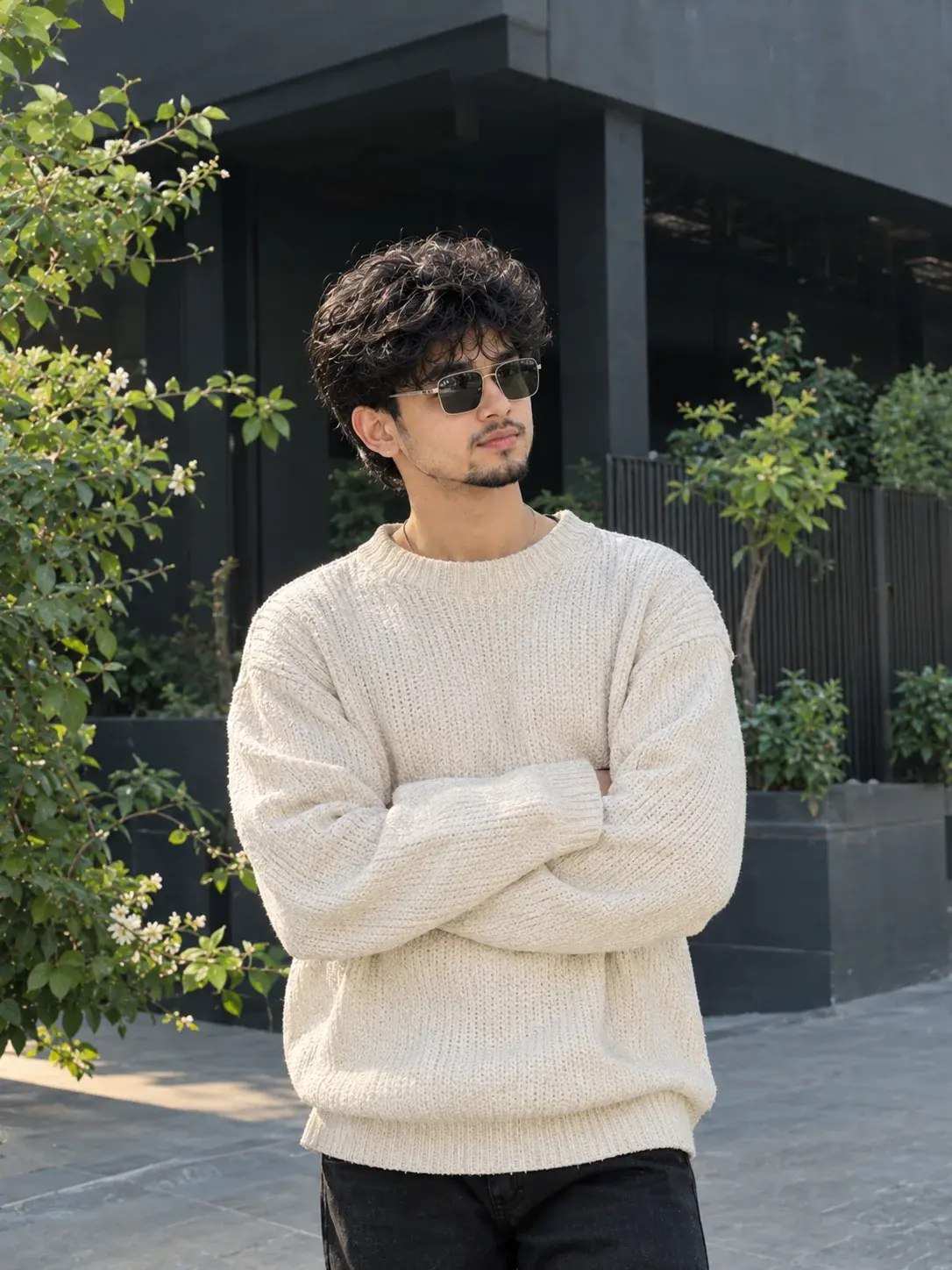 Modern White Sweater Portrait