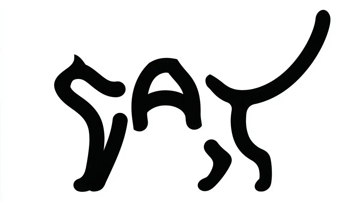 Monochrome Typographic Cat Illustration