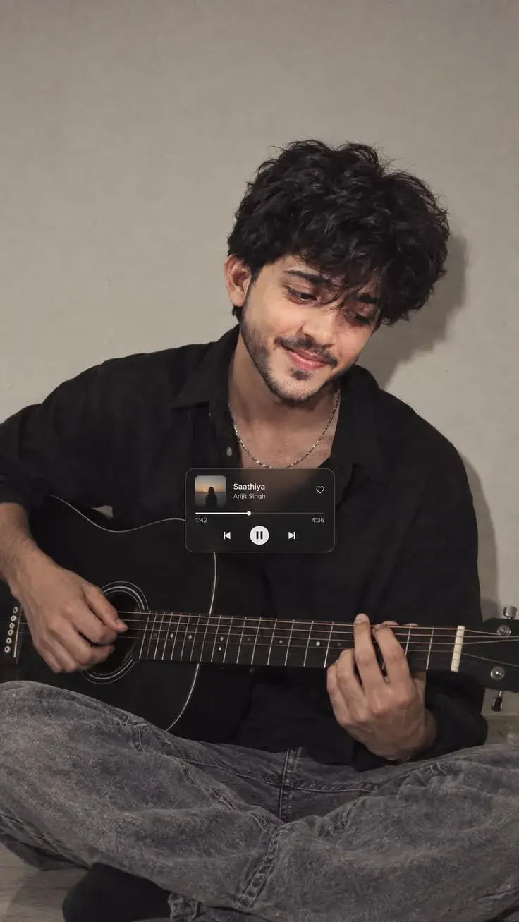 Moody Aesthetic Portrait Of A Young Man Playing Guitar 🎸