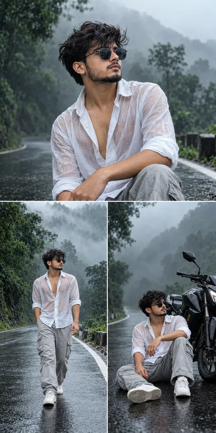 Moody Boy Aesthetic 🖤 | Cinematic Rainy Road & Motorcycle Photography