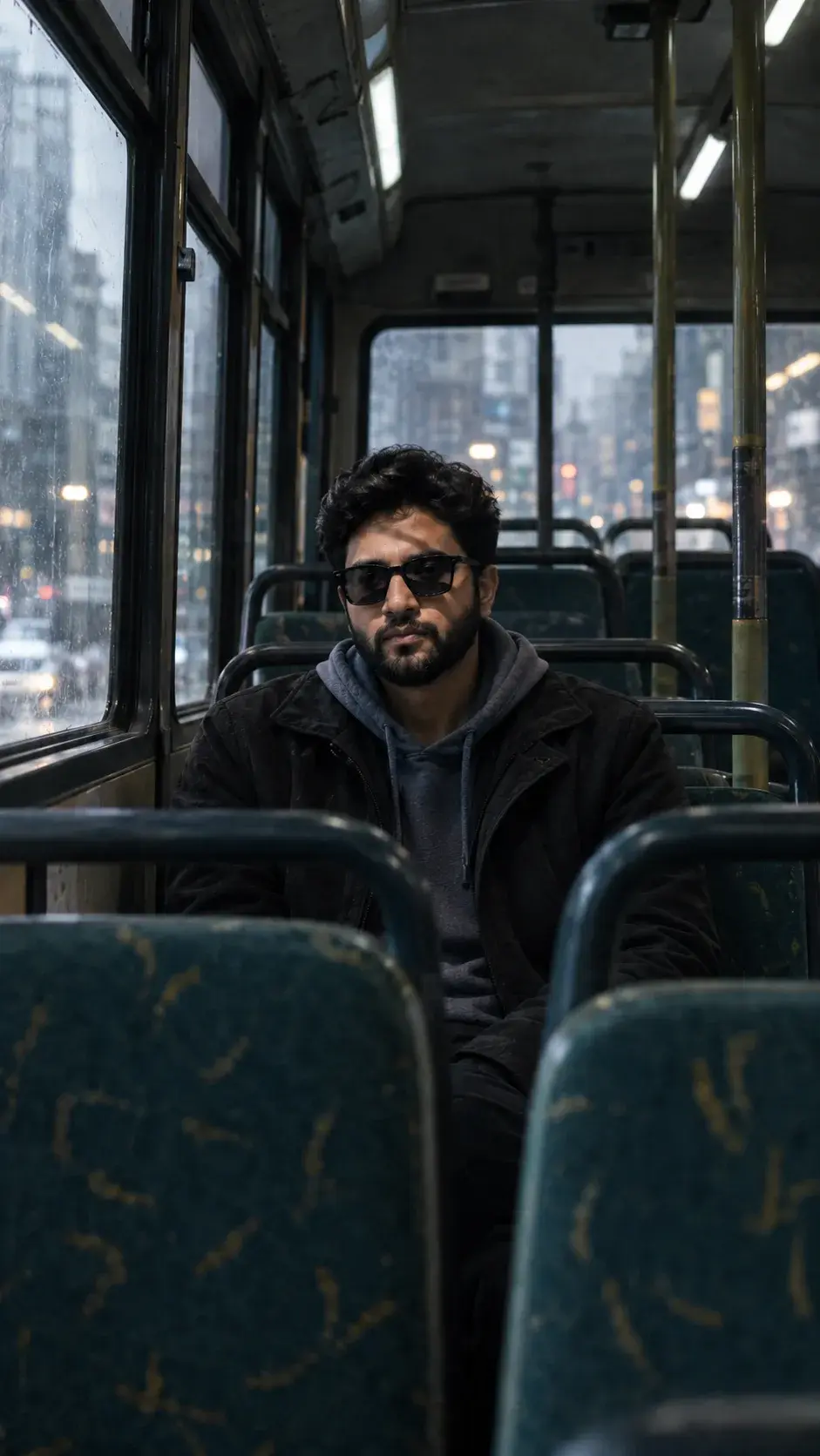 Moody Cinematic Bus Portrait