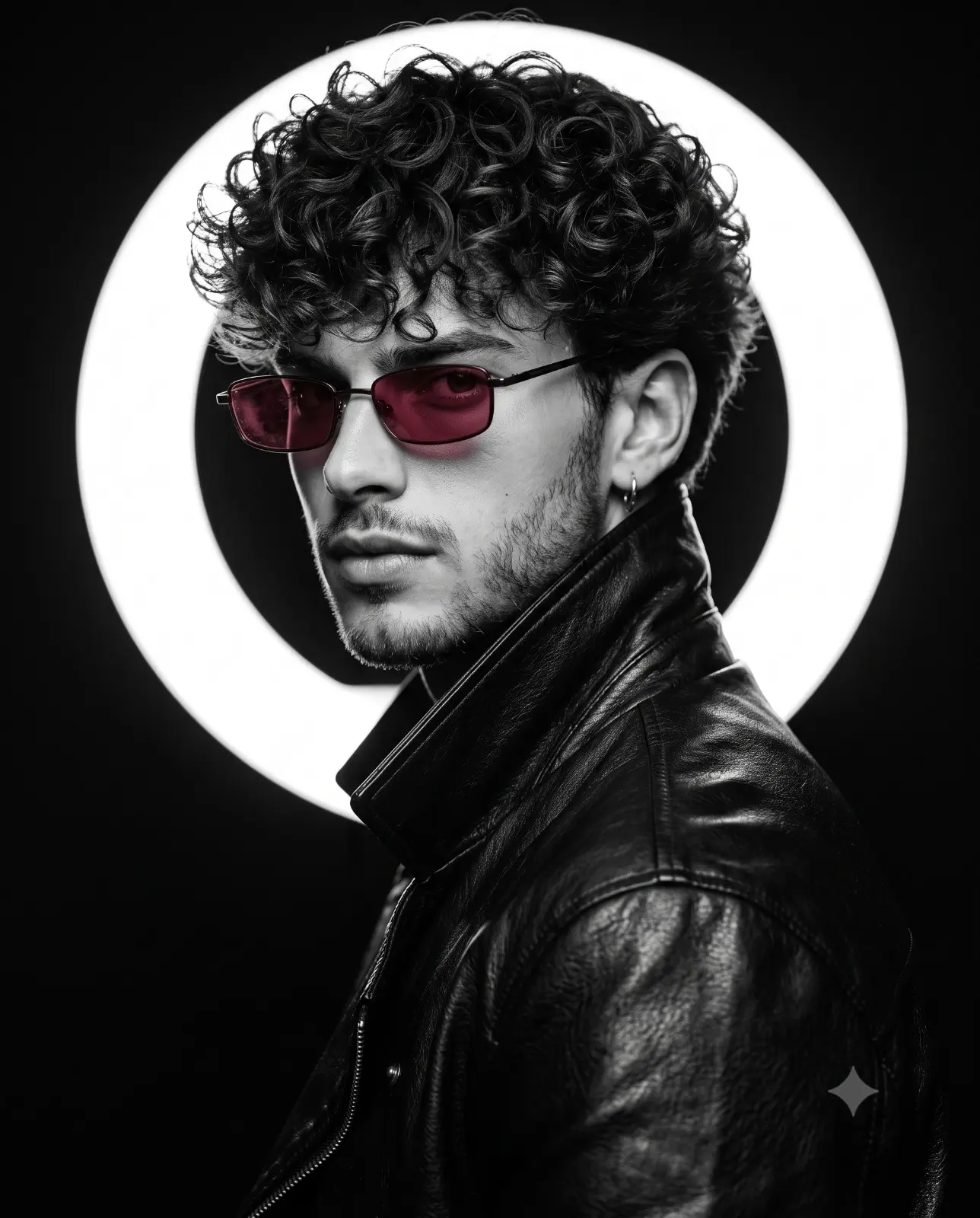 Moody Studio Portrait Of Man With Halo Light
