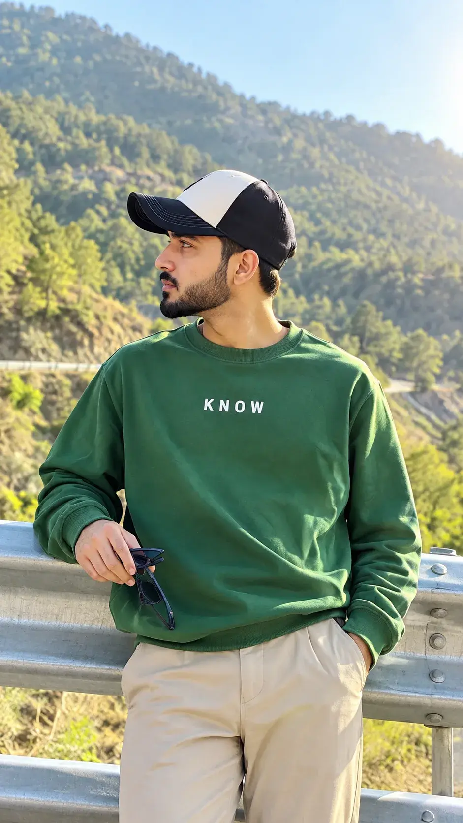 Mountain Road Travel Portrait Of A Young Man In Green Sweater 🏔️