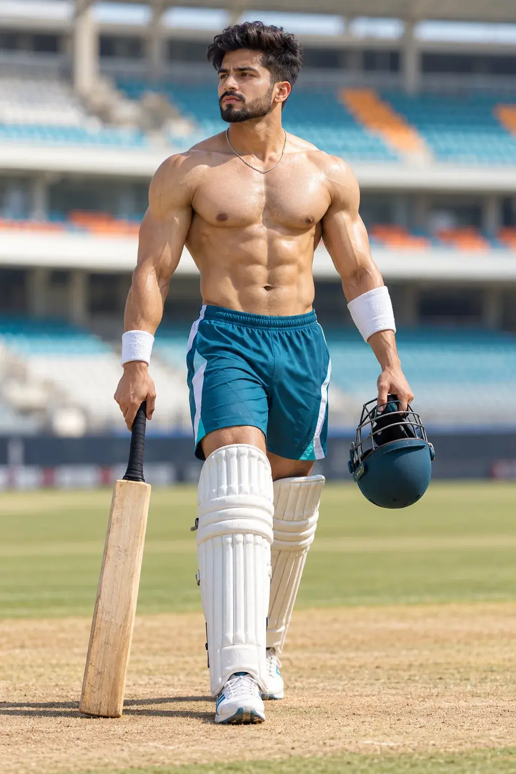 Muscular Cricket Player Portrait Prompt