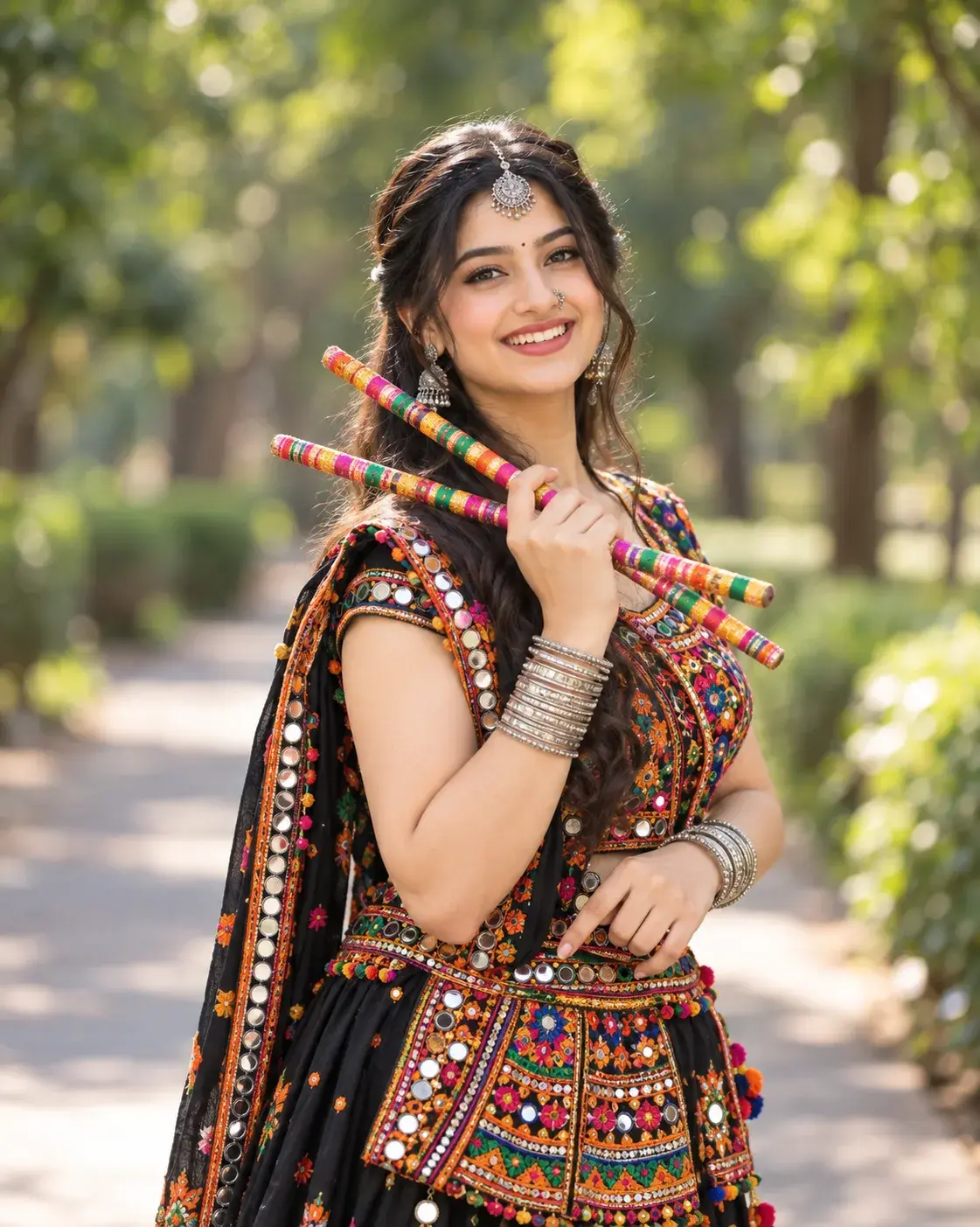 🪩✨ Navratri Dandiya Photography – Traditional Indian Festive Portrait
