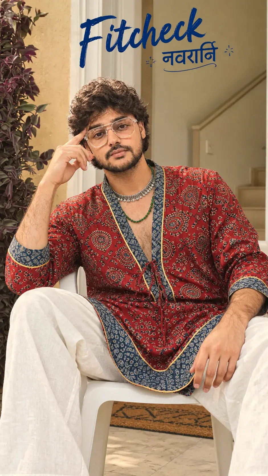 Navratri Fitcheck In Ajrakh Kurta.