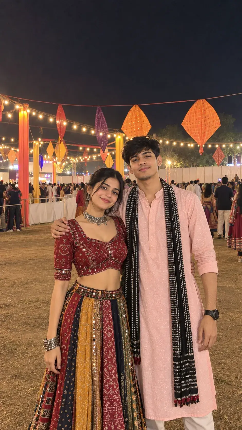 Navratri Night Festival Couple Portrait In Traditional Outfits ❤️✨