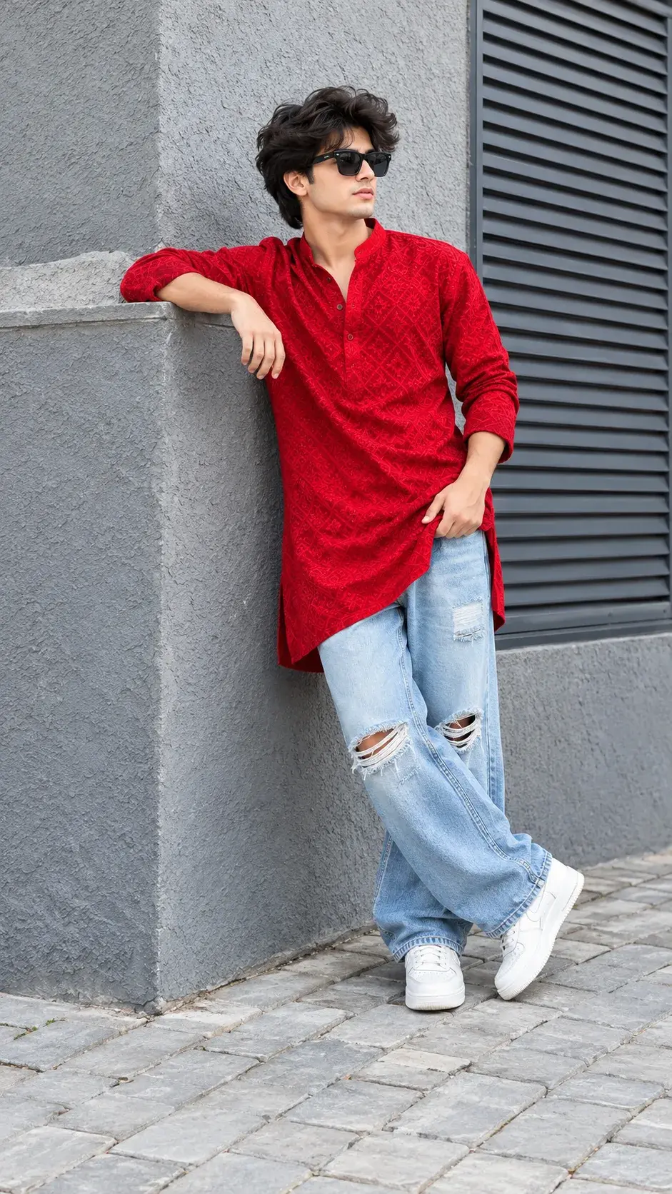 Navratri Special Red Kurta Street Fashion Portrait ❤️✨