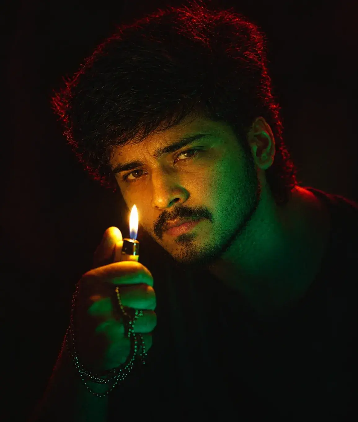 Neon Noir Lighter Portrait – Cinematic Face Swap