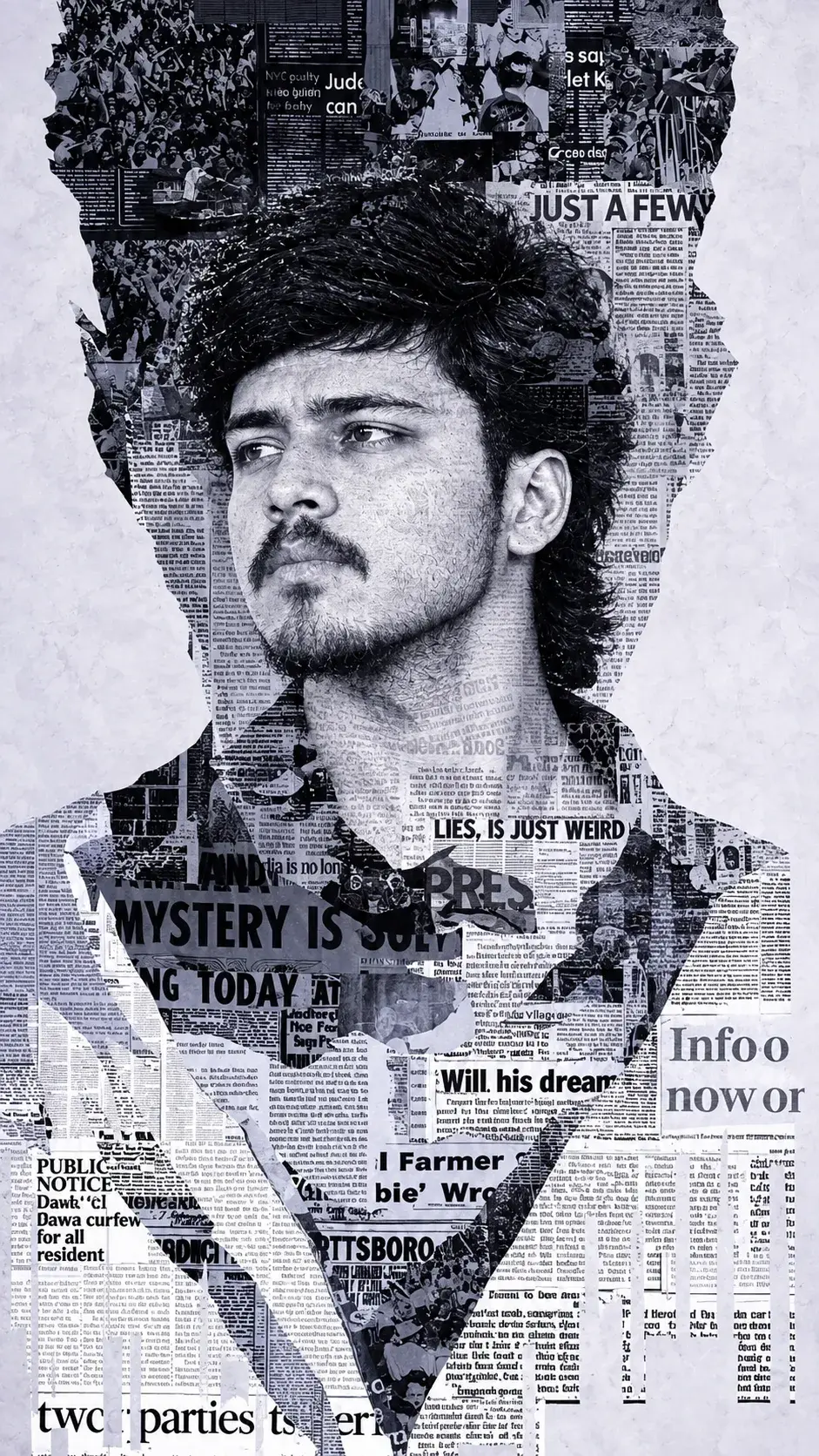 Newspaper Noir – Editorial Collage Portrait