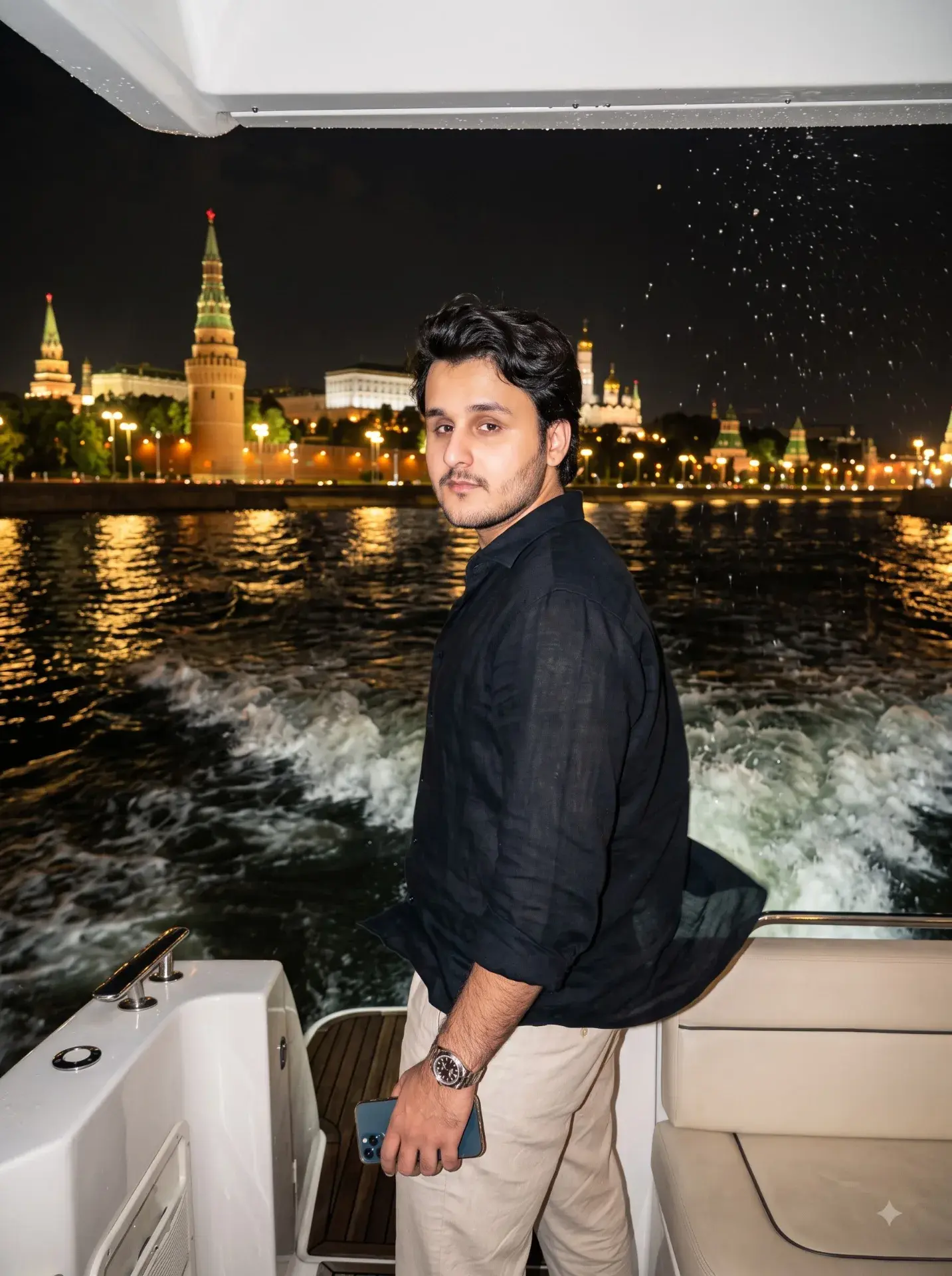 Night Moscow In Yacth