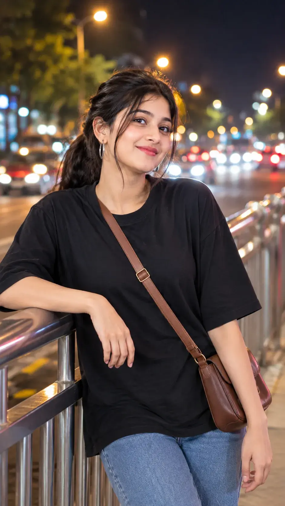 Night Street Photography Beautiful Girl Casual Outfit