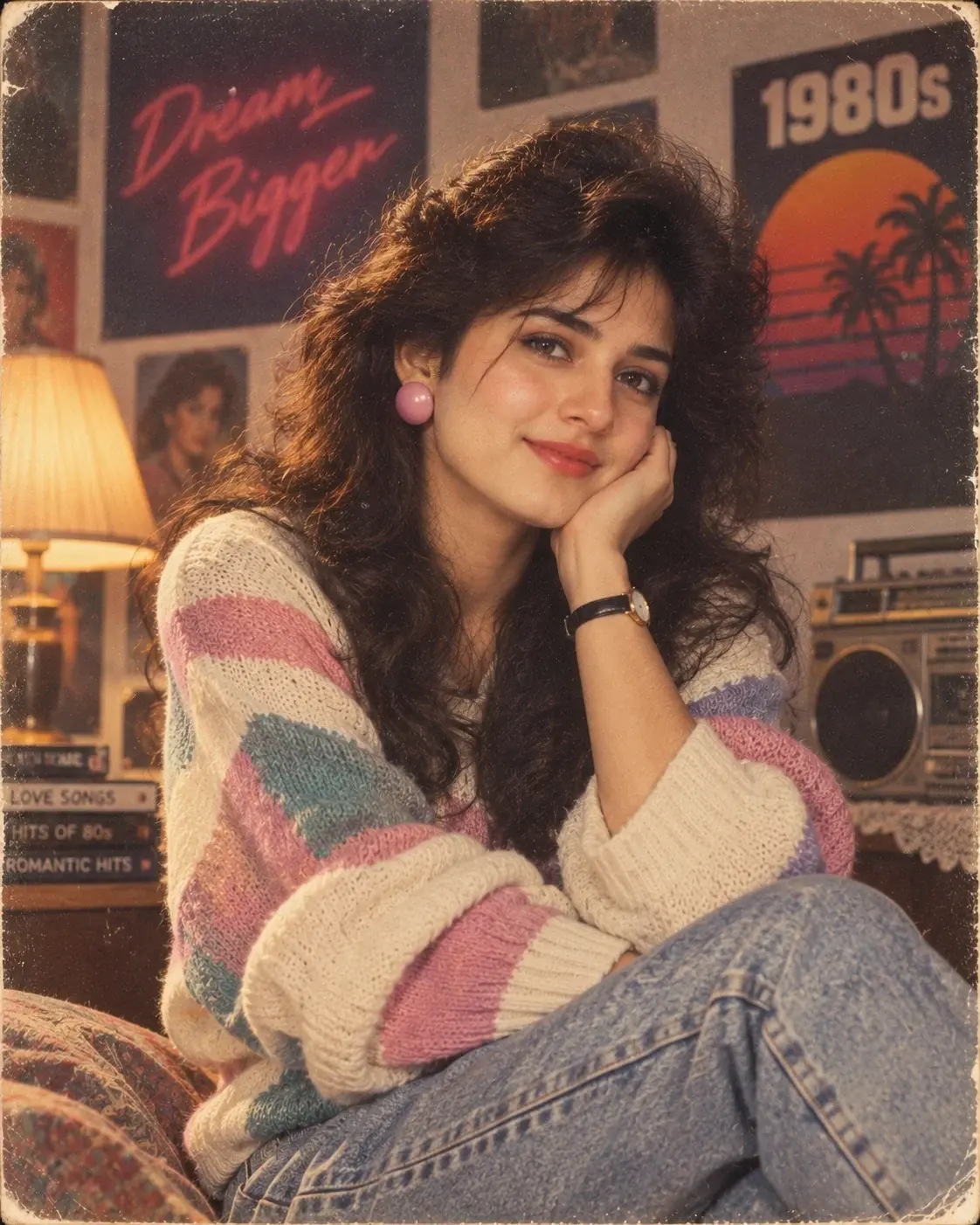Nostalgic 1980s Bedroom Portrait Prompt