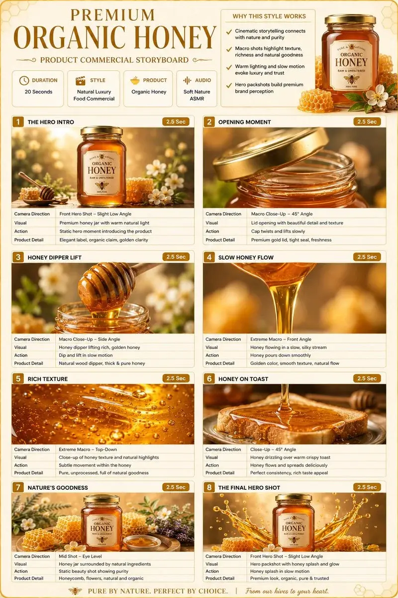 Organic Honey Ad Storyboard