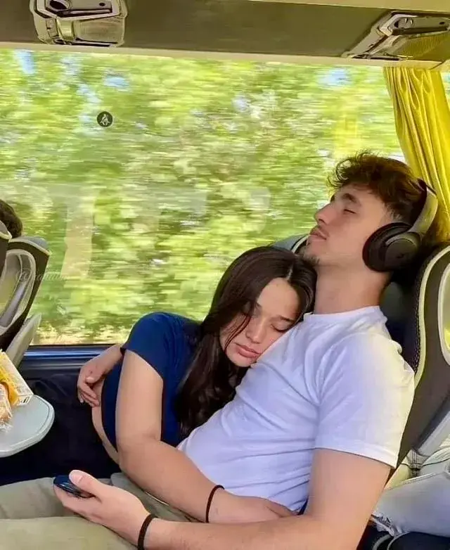 🤍 Peaceful Journey – Couple Sleeping Together On A Bus