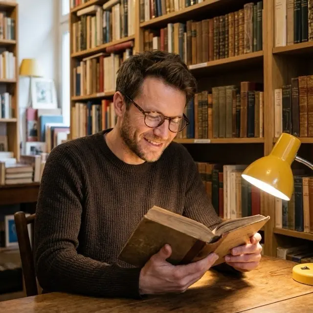 Person Reading In Vintage Bookstore