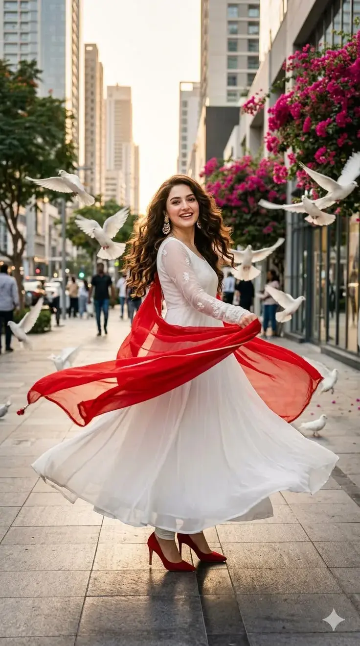Photorealistic Cinematic Scene Of A Joyful Young Woman