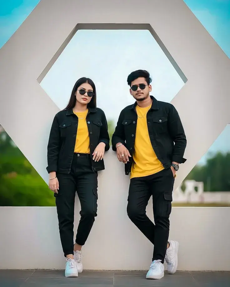 Photorealistic Full-Body Portrait Of A Stylish Young Man And Woman