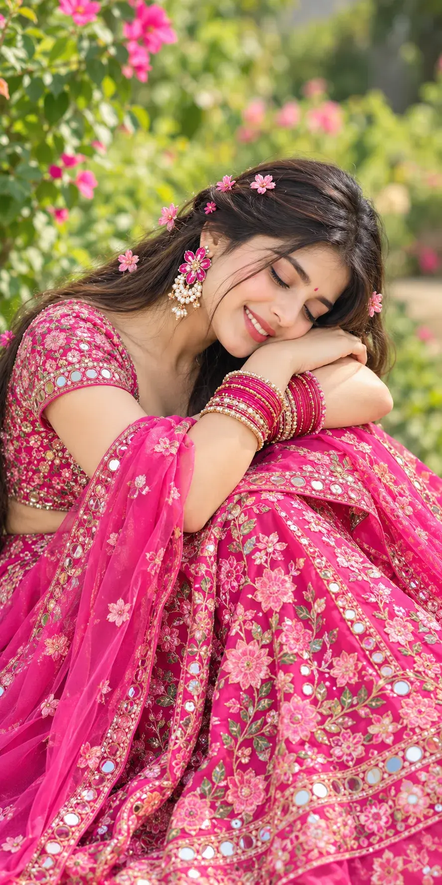 Pink Lehenga Photoshoot Ideas 🌸 | Dreamy Indian Ethnic Fashion & Floral Portrait Aesthetic