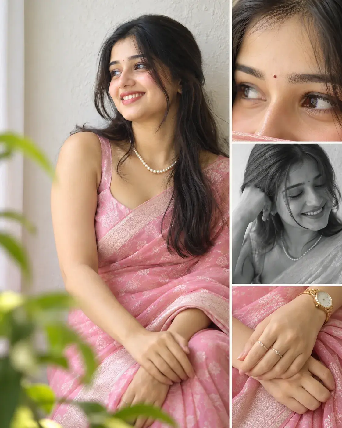 🌸✨ Pink Saree Portrait Photography – Soft Pastel Editorial Look