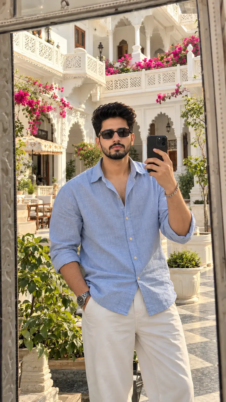 Premium Courtyard Aesthetic Mirror Selfie
