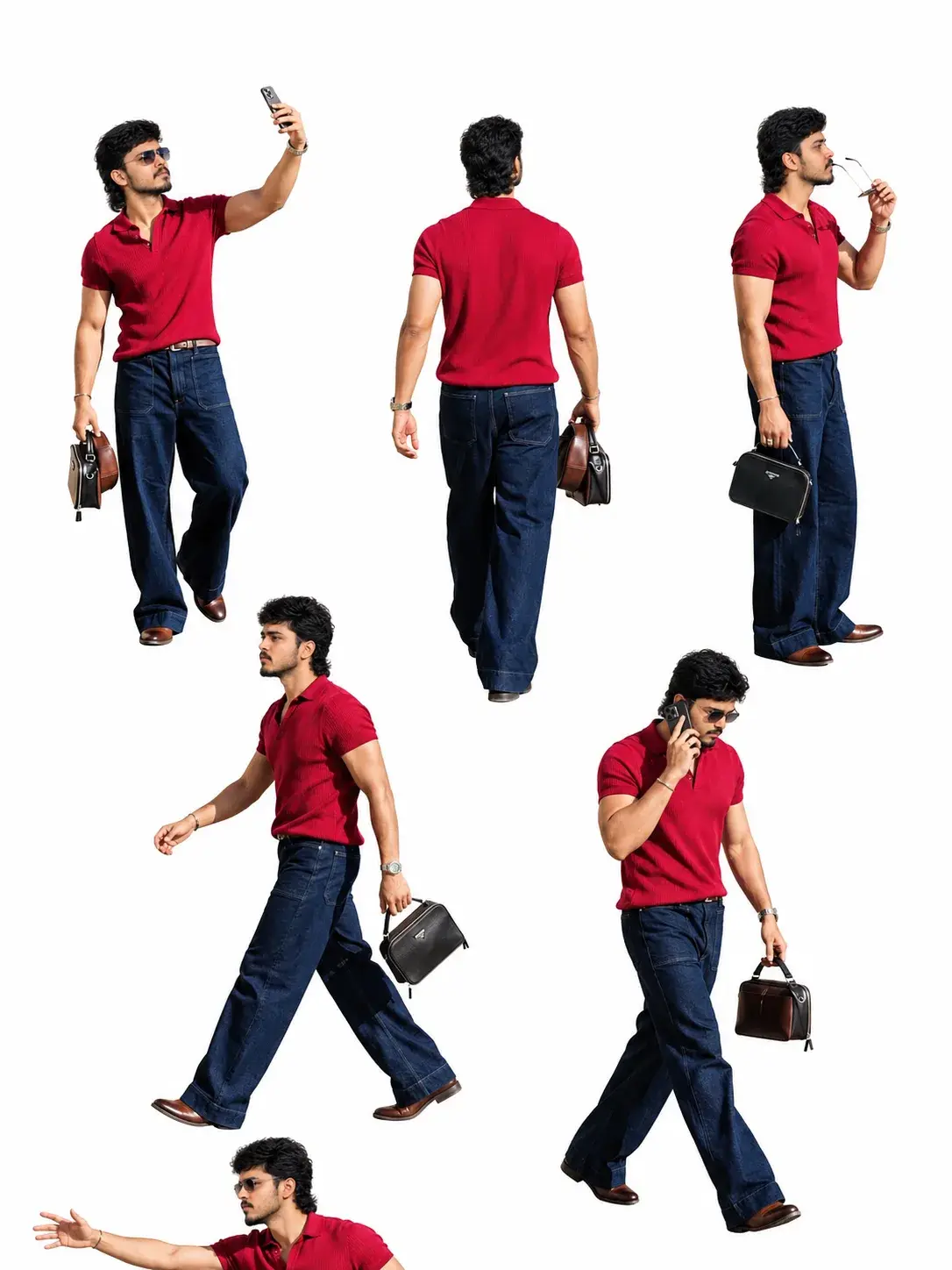 Premium Men's Fashion Lookbook – Burgundy Polo & Dark Blue Denim