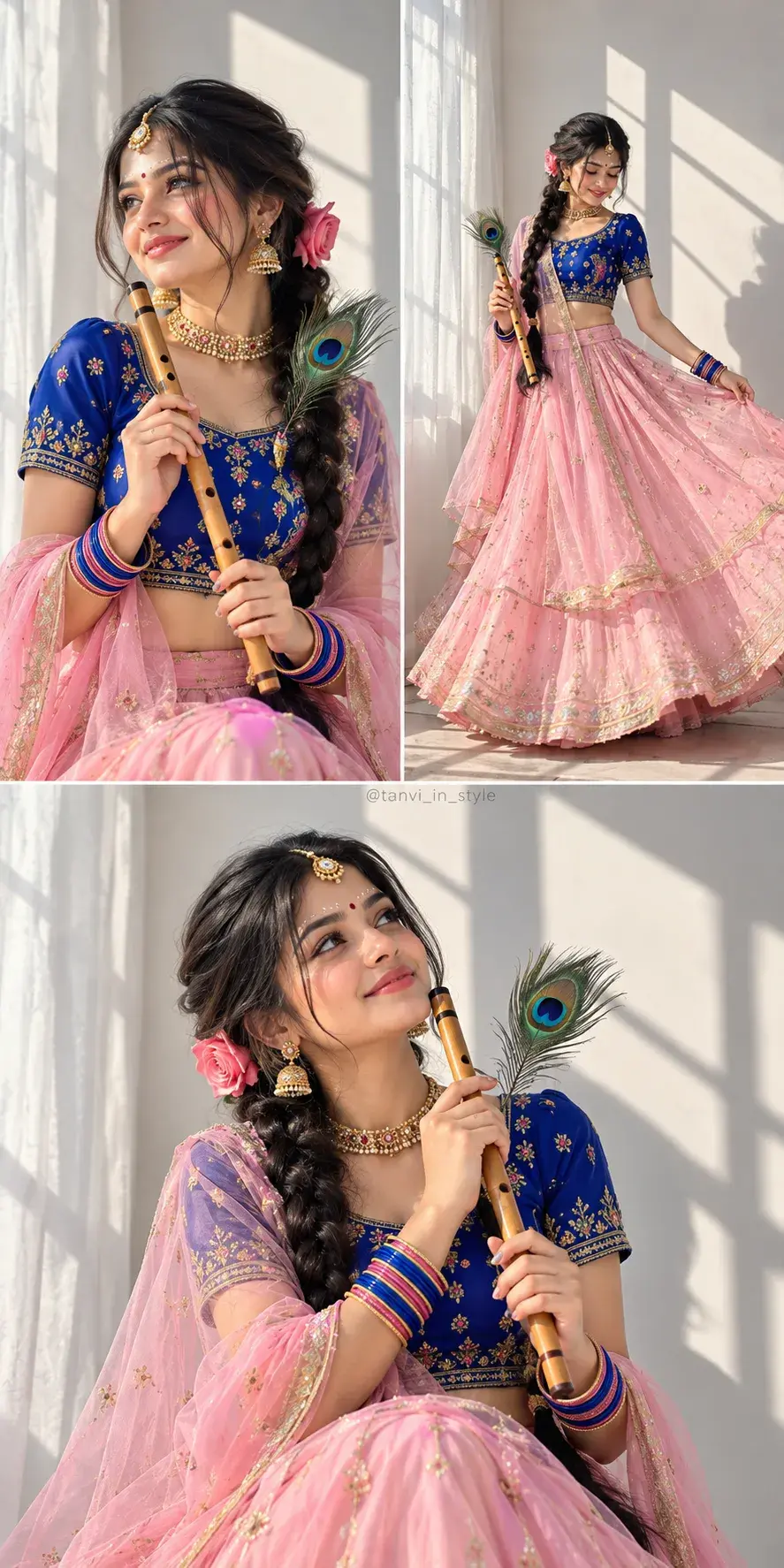 Radha Krishna Inspired Look 🌸🦚 | AI Lehenga Portrait | Trending Indian Ethnic Look 2026