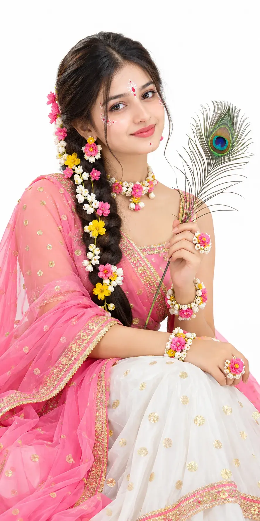 Radha Rani Look 💖🦚 | Beautiful Traditional Indian Girl AI Portrait Shorts