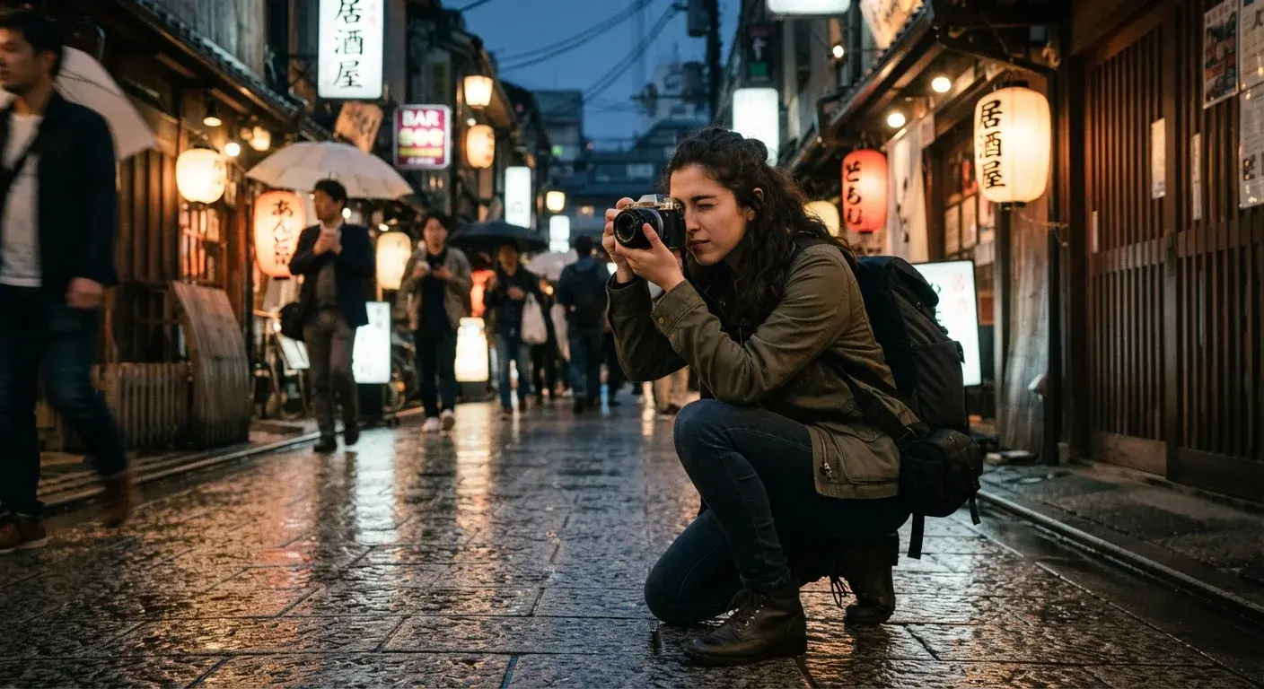 Rainy Evening Alleyway Photographer In Japan