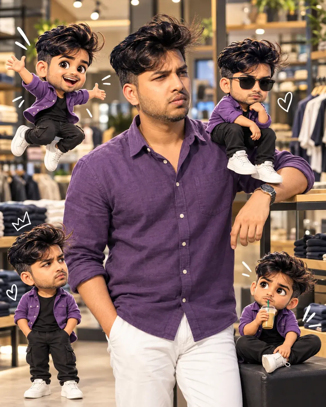 Real Photo With Mini-Me Cartoon Characters