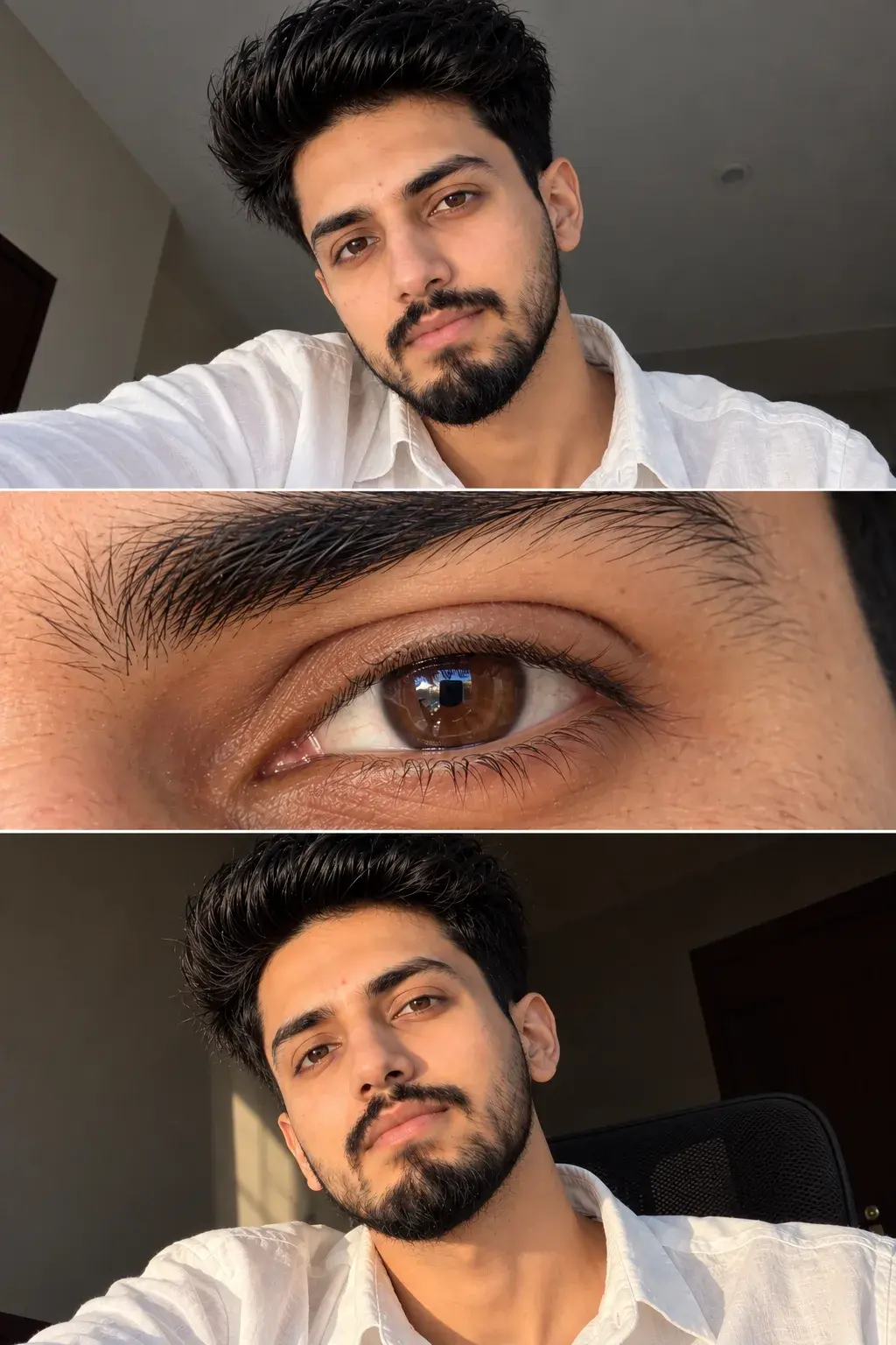 Realistic Boy Selfie Collage With Detailed Eye Close-Up