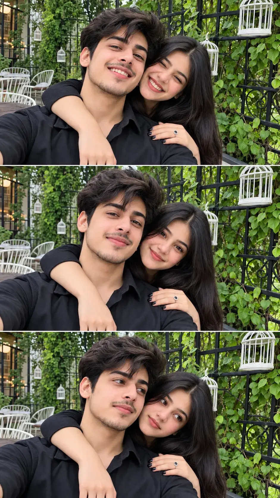 Realistic Couple Iphone Selfie - Couple's Selfie Collage - Matching Couple Split Portrait