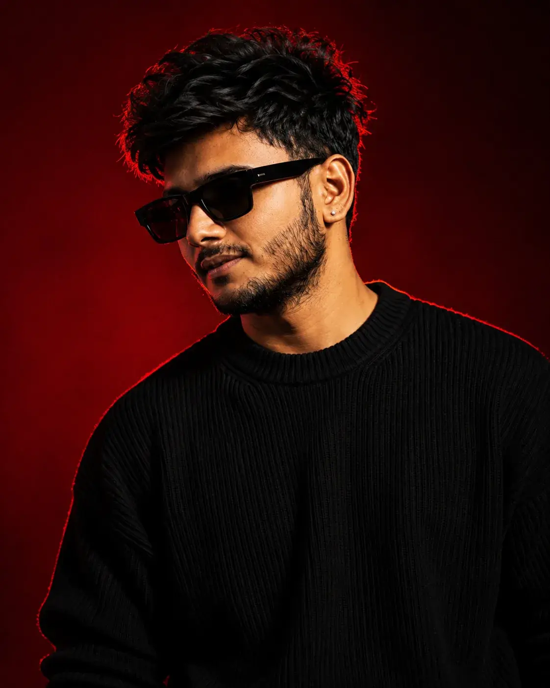 📸 Realistic Red Studio Fashion Portrait Prompt