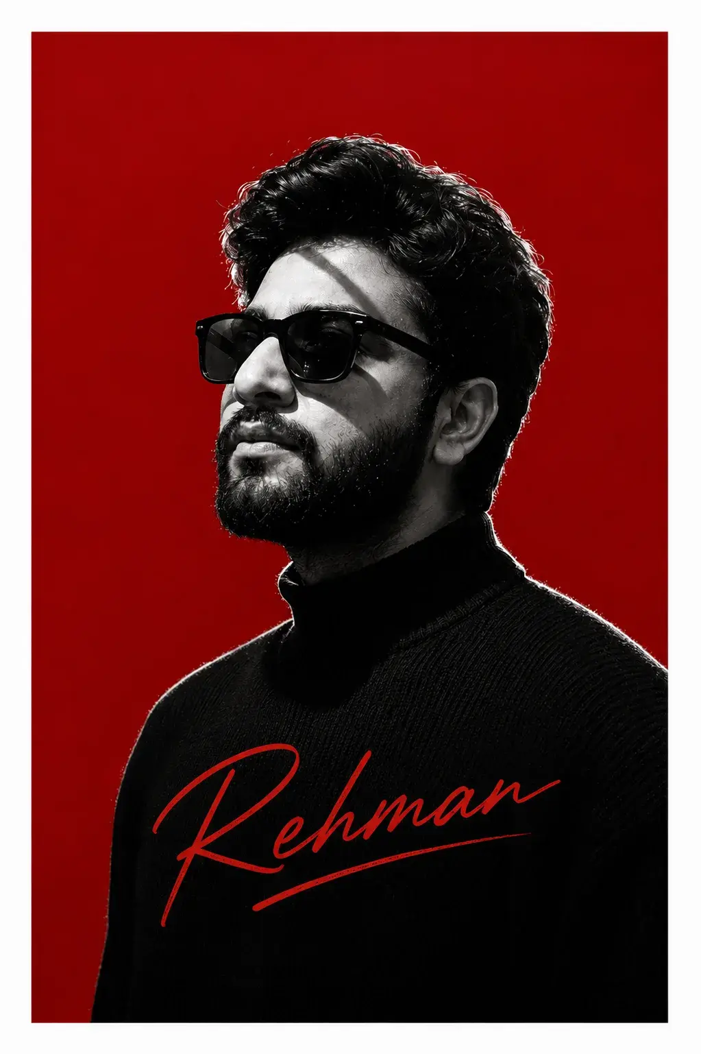 Red Background Monochrome Celebrity Poster