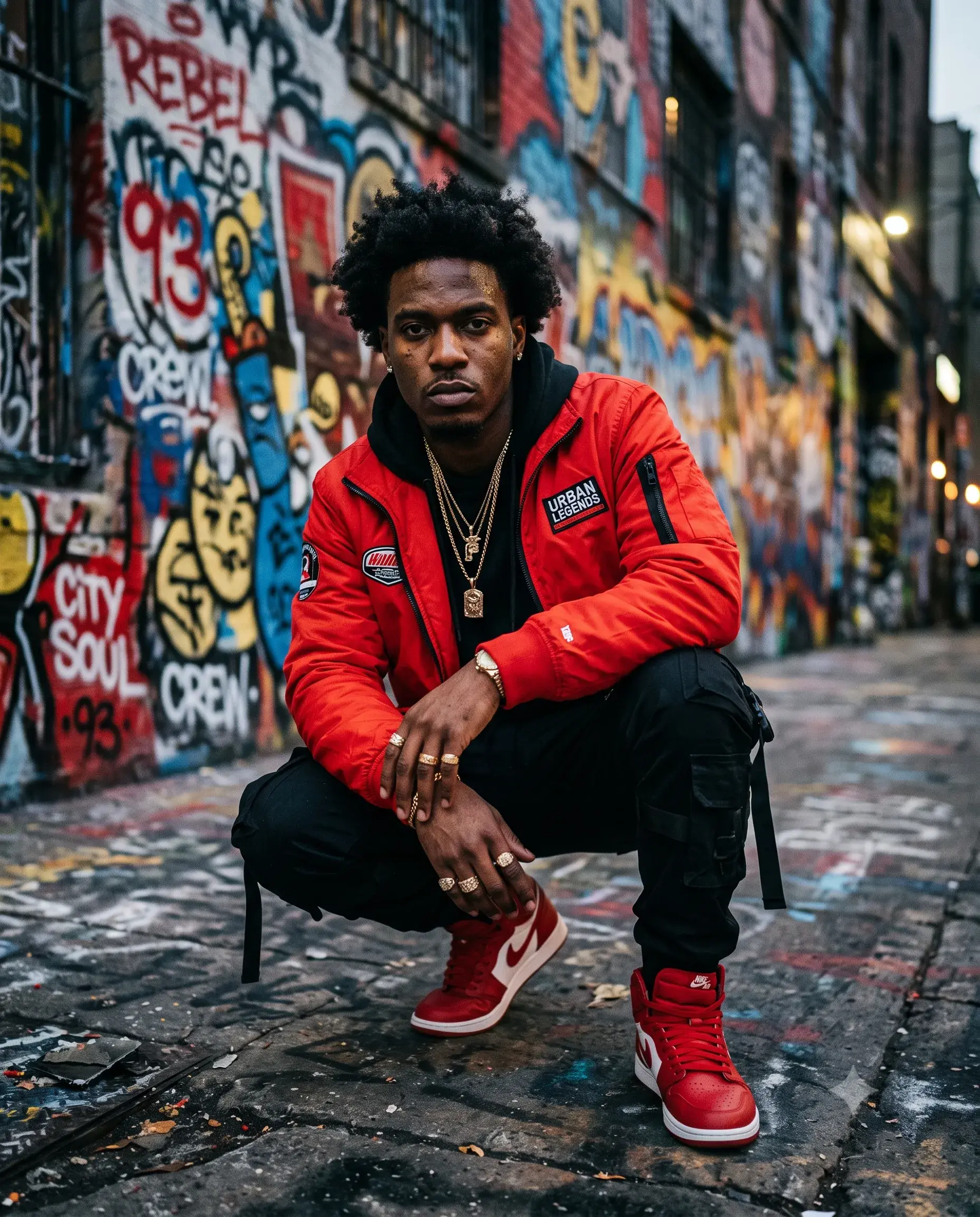 Red Jacket Streetwear Urban Portrait
