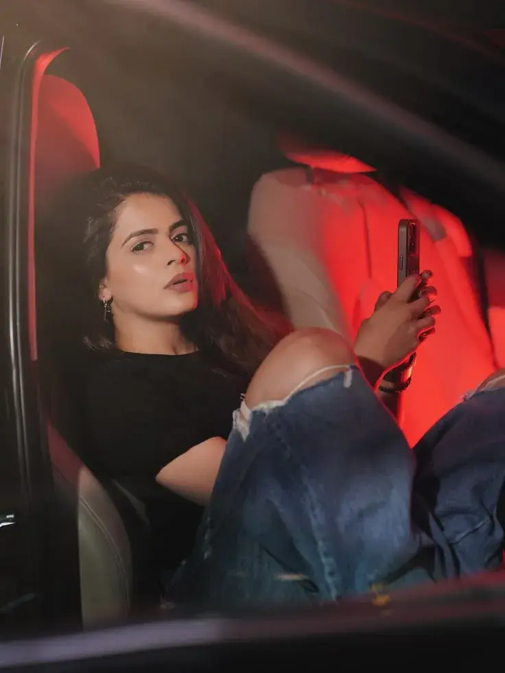“Red Neon Car – Cinematic Moody Portrait”