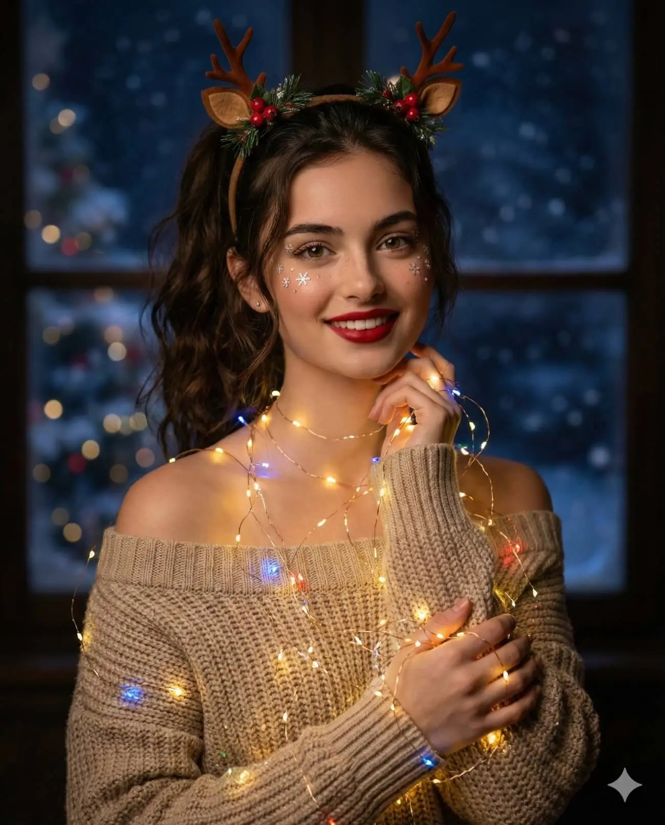 Reindeer Antlers And Fairy Lights