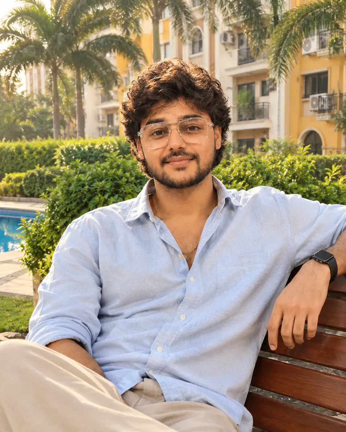 Relaxed Courtyard Portrait By The Pool.